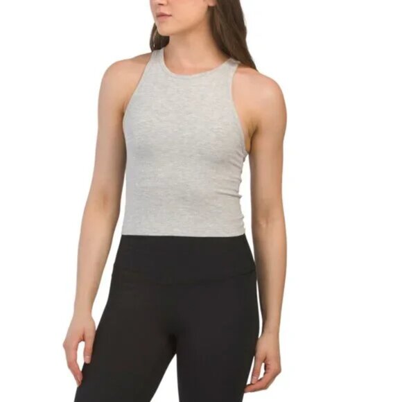 NEW YOGALICIOUS 2pk Heavenly Ribbed Stacy Crop Tanks With Shelf 261mn - Picture 1 of 3